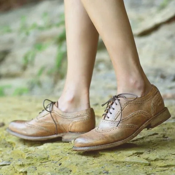 Bed Stu Womens Lita Oxfords Wingtip Leather Loafers Brown Shoes 90s Y2K Size 8